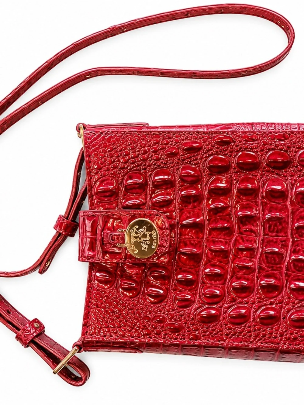 Brahmin Red Croc-Embossed Crossbody Phone Bag